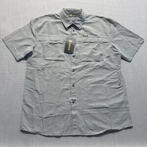Solstice Travel Short Sleeve Shirt Men Sz L Gray Brand New‎